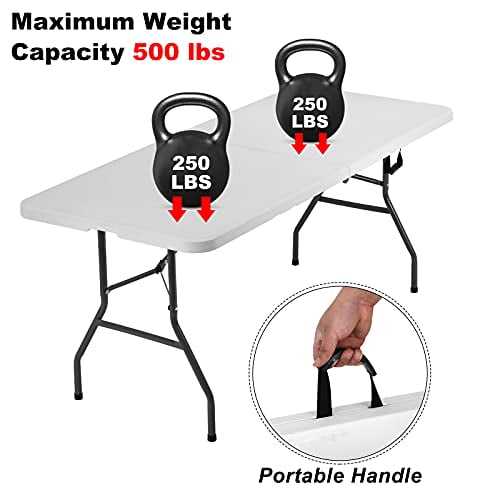 Folding Table 6 Foot Indoor Outdoor Heavy Duty Plastic Portable Fold Up