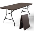 thumbnail image 1 of Folding Table 6FT Heavy Duty Plastic Table with Handle, Foldable&Portable, Fold-in-Half Utility Tables for Outdoor, Dining, Wedding, Events, Indoor, Picnic, Camping, Party,Brown, 1 of 17