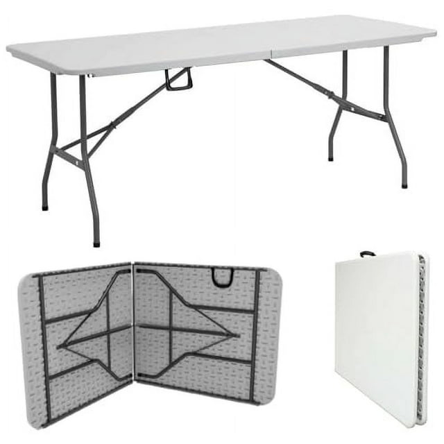 Folding Table 6ft – Heavy-Duty Portable Table for Indoor and Outdoor Use, Foldable 6 Foot Banquet Table for Camping, Dining, Party, or Picnic