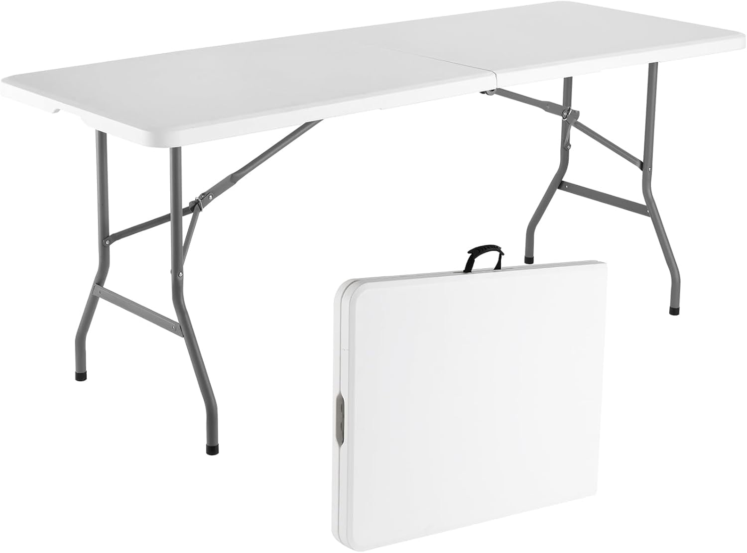 Folding Table 6ft, Portable Fold-in-Half Utility Table with Cloth for ...
