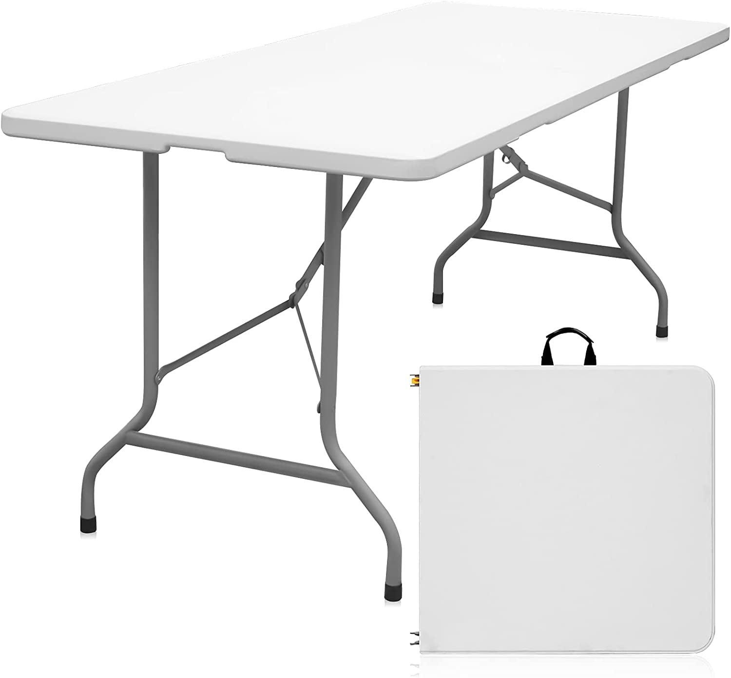 Folding Table 6ft Portable Heavy Duty Plastic FoldinHalf Utility
