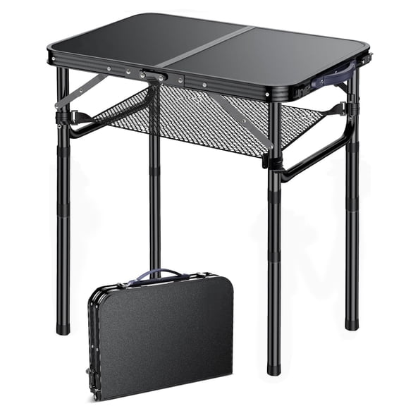 Folding Table Black Adjustable Height Indoor Outdoor Use