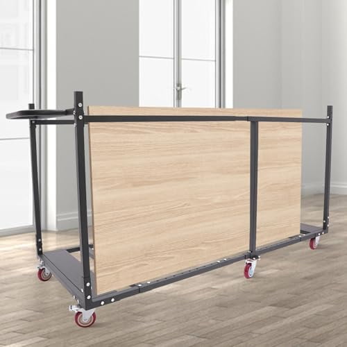 Folding Table Cart 33 x 75 x 39 Inch Modern Black Steel Table Dolly with Wheels for Schools, Offices, Event Venues