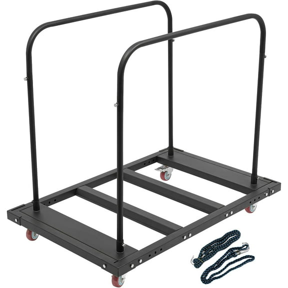 Folding Table Cart,Black Table Rack for 8-10Pcs 60" Round Tables,Heavy Duty Table Trolley Desk Trolley Steel Frame Rolling Casters Cart,Large Capacity Rolling Cart for Homes, Hotels, Restaurants