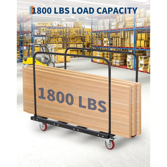Folding Table Cart Dolly, 45.8x29 Inches, 1800 Lb Capacity Heavy Duty Steel Panel Cart with 5" 360 Swivel Wheels, Event Table Trolley Adjustable Drywall Dolly Cart Frame Wall Panel Sheetrock Lumber