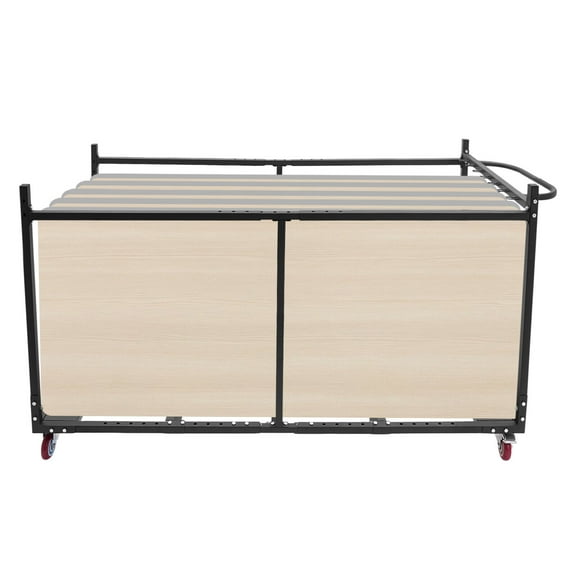 Folding Table Cart Storage Rack, Black Steel Table Trolley with Wheels, Heavy Duty Utility Carts Garage Furniture Cart for Home, Warehouse, Party Furniture 10 Table Capacity