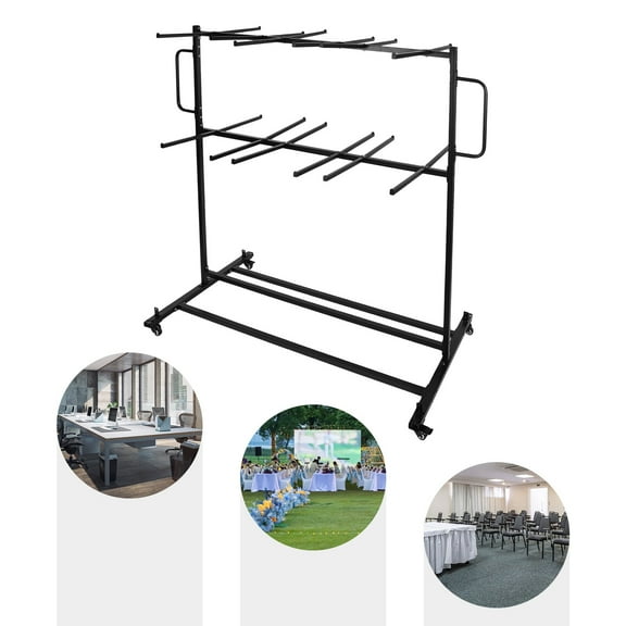 Folding Table and Chair Cart, Folding Chair and Table Storage Rack, Folding Table and Chairs Cart for 84 Folding Chairs Heavy Metal Folding Chair Holder Rack with Rubber Locking Wheels