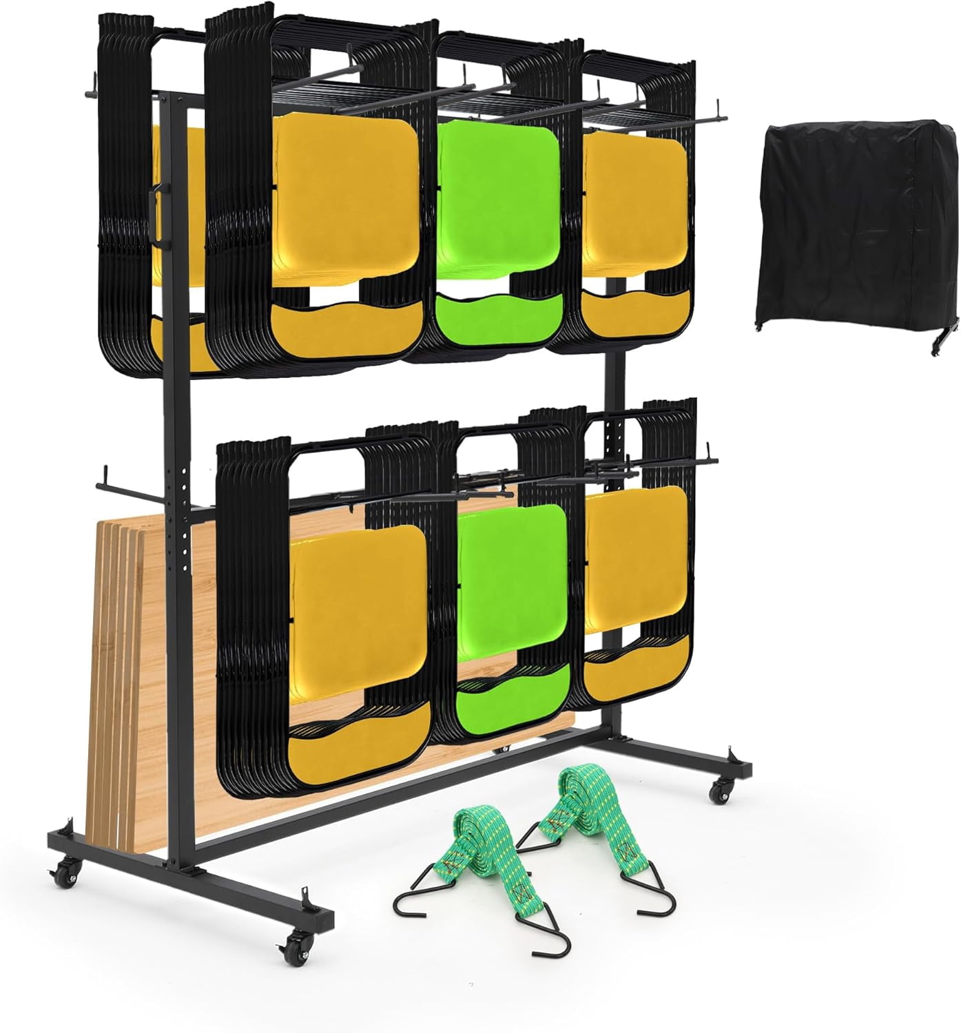 Folding Table and Chair Storage, Folding Chair Cart for 84 Chairs or 42 ...