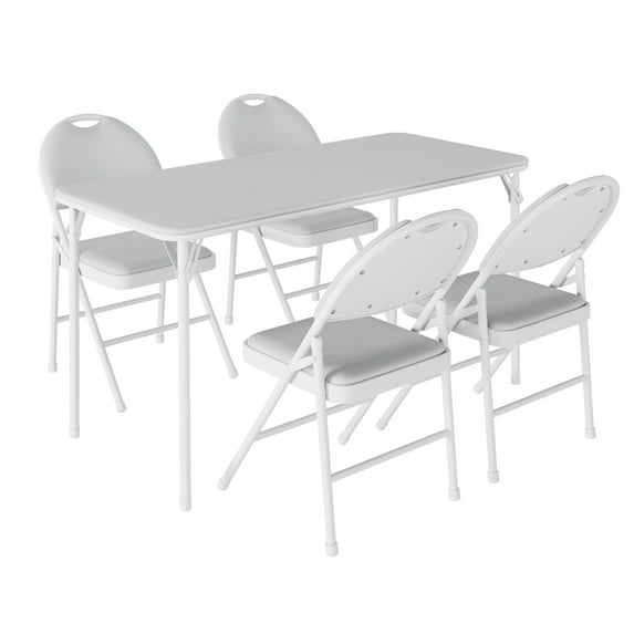 Folding Table and Chairs Set of 5, Rectangular Foldable Card Table Padded Tabletop, Folding Chairs 4 Pack Upholstery Cushion and Back, Metal Frame, No Assembly Required