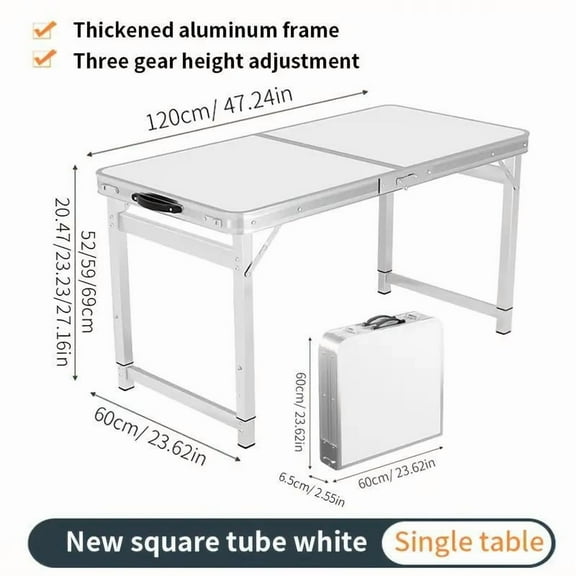 Folding Table, Indoor And Outdoor Portable Folding Square Aluminum Alloy Dining Table, With Handle, Lock, Suitable For Picnics, Parties, Camping, Patio BBQ, Beach, DIY Table