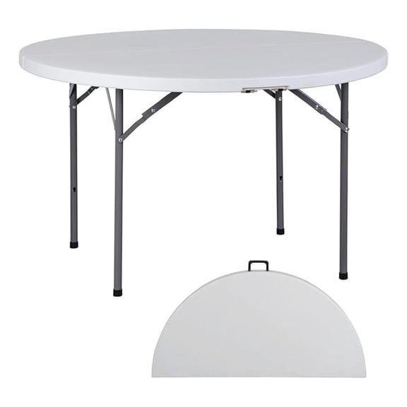 Folding Table, Indoor Outdoor Portable Plastic Dining Card Table Utility Table for Camping Dining Event Party, White (Round, "x48")