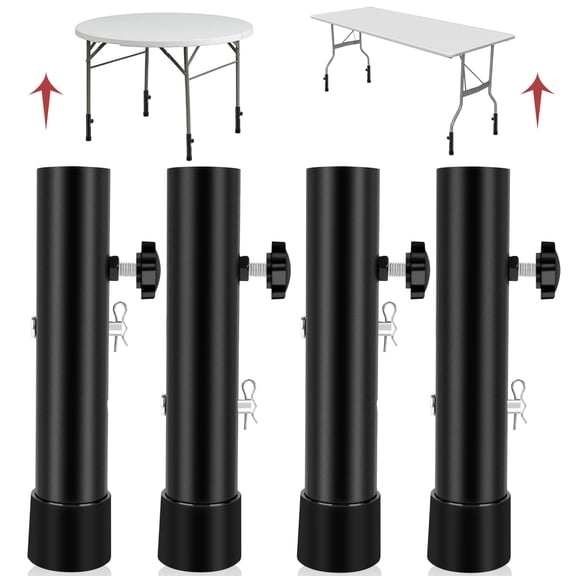 Folding Table Leg Extenders 2 Levels Adjustable Height Steel Furniture Risers 4-Pack