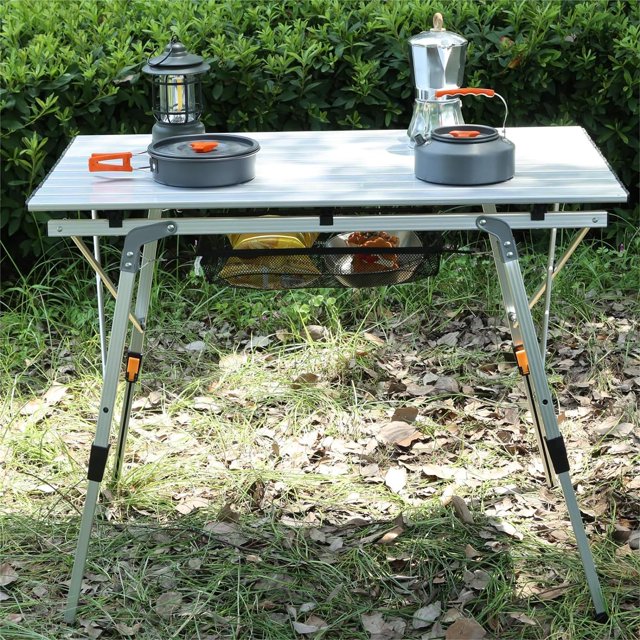 Folding Table, Outdoor Camping Table with Adjustable Legs, Lightweight