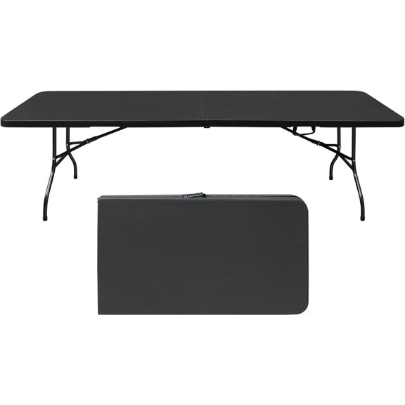 Folding Table, Portable Plastic Table, Square Plastic Dining Table for Camping, Picnic, Party 8 ft