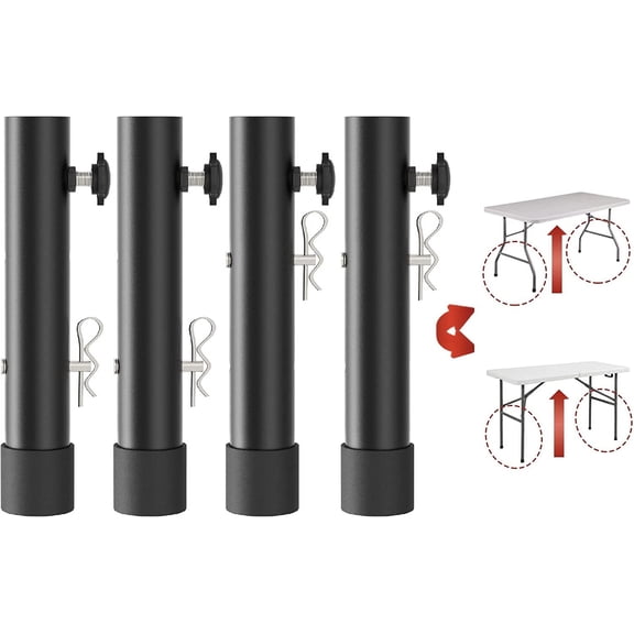 Folding Table Risers for Straight/Bent Leg, Durable Table Leg Extensions 2 Levels/Heights Table Leg Extenders 3.6in | 5.2in - All for Treating Your Back Pain (4-Pack)