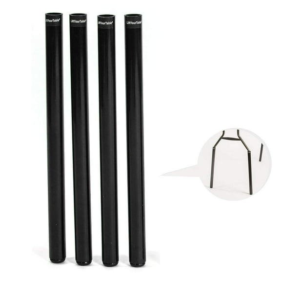 Folding Table Risers XL Height Extensions for Bent Leg Tables, Heavy Duty USA Made PVC Stands, Portable Desk Lift for Trade Shows Offices, Black