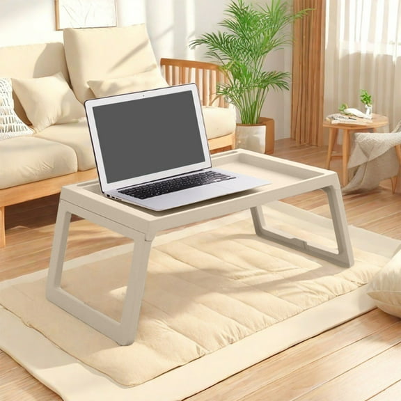 Folding Table Small Desk Adjustable Height TV Tray for Laptop, Couch, Camping - Heavy Duty Plastic Folding Table On Bed Foldable Computer Table Storage Desk