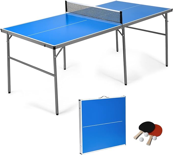 Folding Table Tennis Table Set, Complete Ping Pong Table Combo with