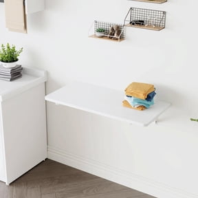 Folding Table Wall Mounted Folding Table for Small Spaces,Fold Down Desk,Workbench for Home Office,Laundry,White