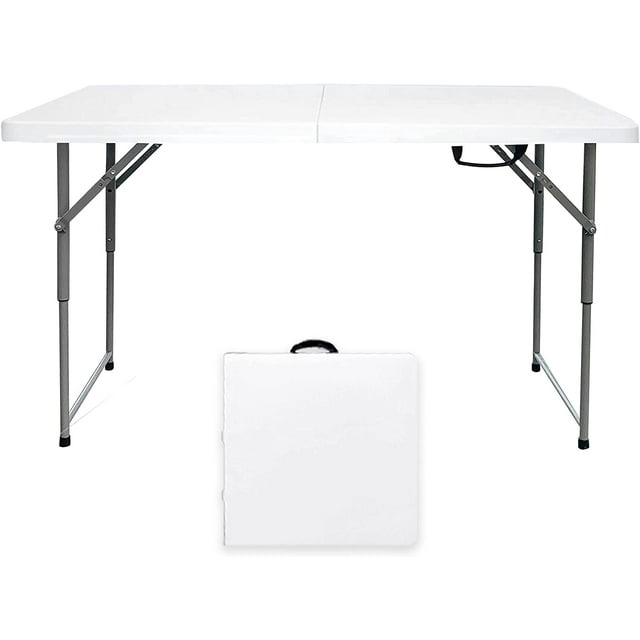Folding Tables 4 Foot Small, Foldable Table Adjustable Height Desk