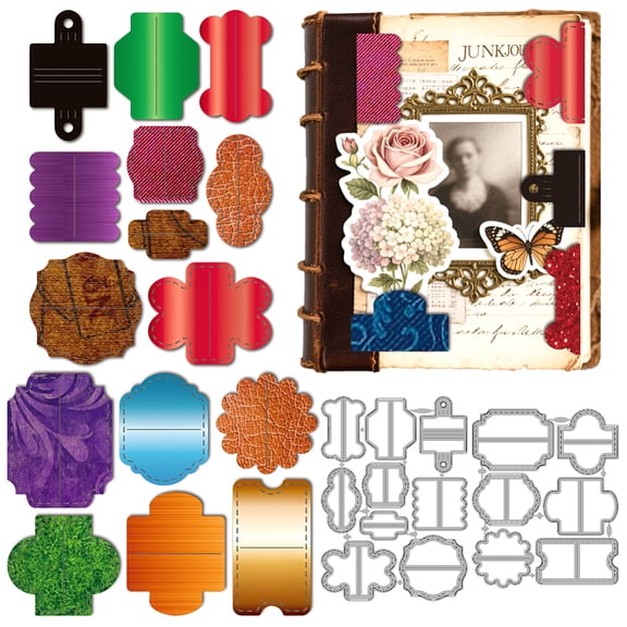 Folding Tabs Holders Metal Die Cuts Label Making Cutting Dies Circular Polygon Label Holder Embossing Template Carbon Steel Stencils