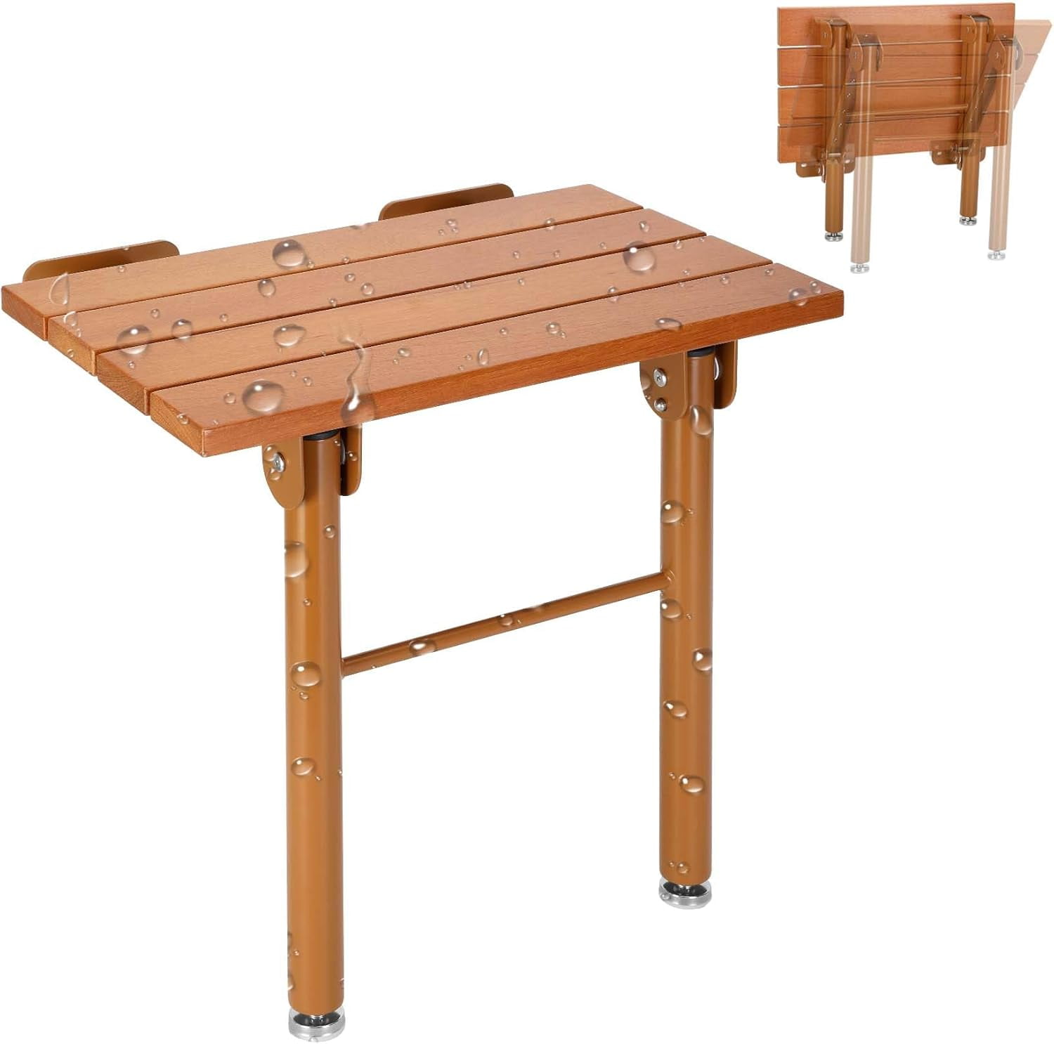 Folding Teak Shower Seat Wall Mounted, Fold Down Shower Seat for Inside ...