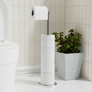 NIFFGAFF Folding Toilet Paper Holder Stand, Freestanding Toilet Roll Holder, Stainless Steel Paper Storage Holds 5 Paper Rolls, Rust Proof, Large Capacity