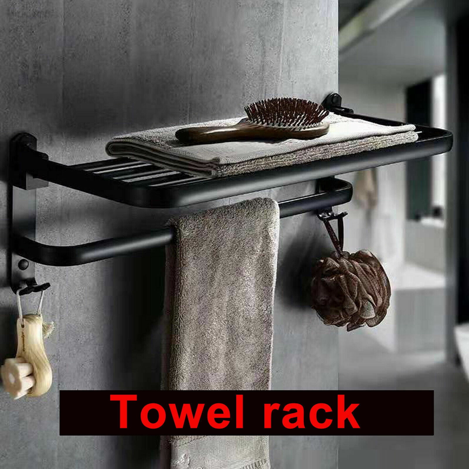 Folding Towel Rack Wall Mounted Towel Drying Shelf Bathroom Towel ...