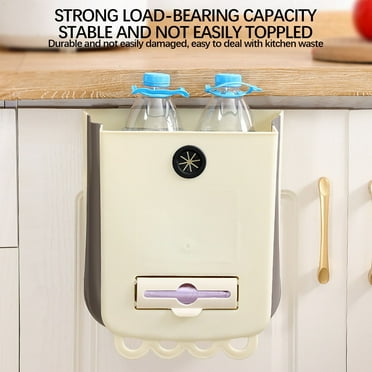 Folding Trash Can Wall-Mounted Hanging Garbage Bin for Kitchen | Large Capacity Space-Saving Foldable Trash Basket | Easy Install No Tools Needed | Modern Home Storage Solution | 1 Pack