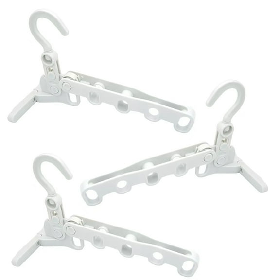 Folding Travel 5-Hole Indoor Drying Plastic Clothes Hangers,gray, 3 Pack