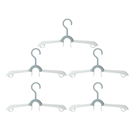 Folding Travel Clothes Hanger Rack Set 5 Pack | Telescopic Collapsible Plastic Hangers | Non-Slip Folding Design for Compact Storage | Lightweight Durable Space Saving | Clips for Drying Laundry