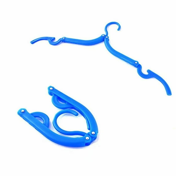Folding Travel Hangers-3 Section Design, Non-Slip Collapsing Clothing Hangers, Space Saving and Lightweight for Easy Carrying and Storing, 6Pcs (Blue)