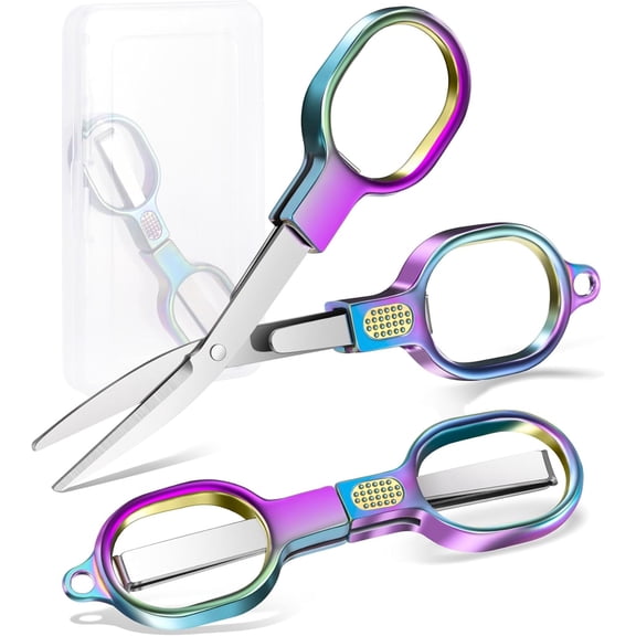 Folding Travel Scissors Safety, Small TSA-Compliant and Portable with Ca, Pocket Foldable Stainless Steel Retractable Cutters, Mini Craft for Home, Outdoor Office U