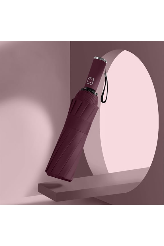 Folding Travel Windproof 12 Ribs Automatic Reverse Umbrella, Pongee Fabric, 41.34 Inches, UV Protect, Reflective Safety, Perfect Portable Rain and Sun Umbrella for Commute