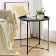 thumbnail image 1 of Folding Tray Metal Side Table Round End Table, Black Sofa Small Accent Fold-able Table, Round End Table Tray, Next to Sofa Table, Snack Table for Living Room and Bed Room Garden 4 you, 1 of 7