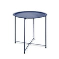 thumbnail image 1 of Folding Tray Metal Side Table Round End Table,Dark Blue Sofa Small Accent Fold-able Table, Round End Table Tray, Next to Sofa Table, Snack Table for Living Room and Bed Room, 1 of 6