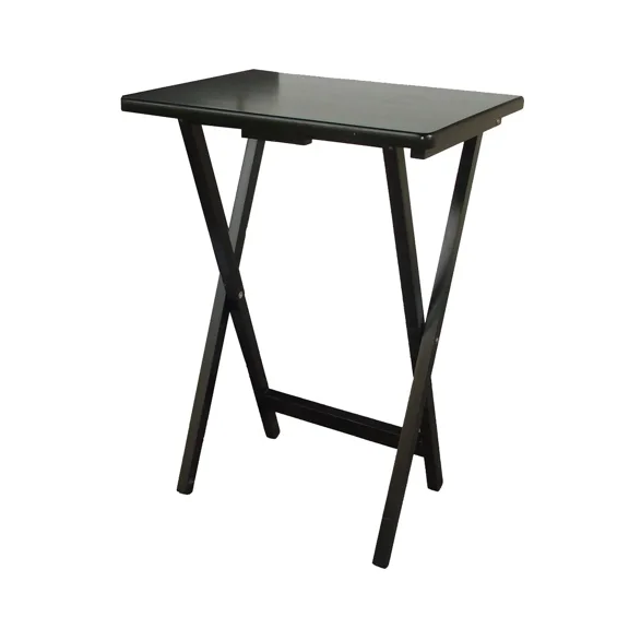 Folding Tray Tables, Solid Rubberwood with Black Finish, 19" L