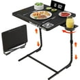thumbnail image 1 of Adjustable TV Tray Black Dinner - Folding Trays for Eating On Couch Wooden Tables Mate Stand Foldable Desk with Cup Holder Portable, 1 of 8