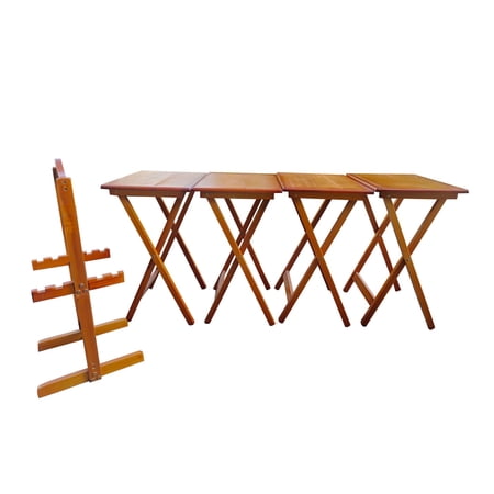 Folding Trays with Storage Rack Snack Table Set of 4