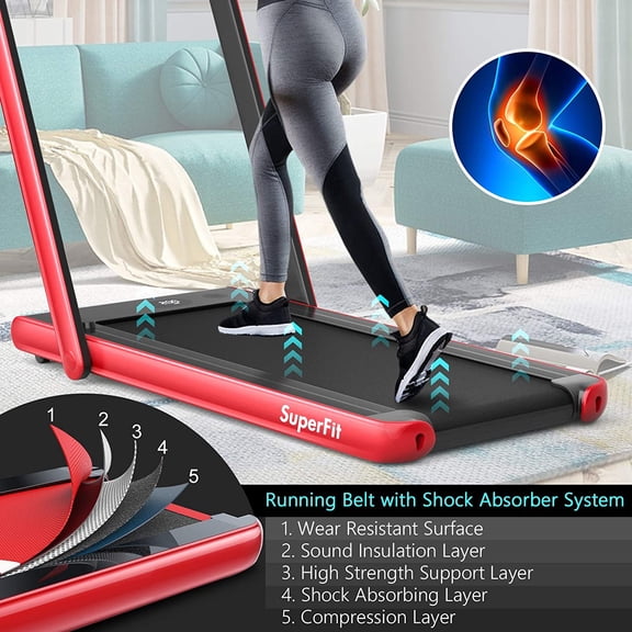 Folding Treadmill 2.25HP Speed Adjustable Under-Desk Electric Walking Pad with Dual Display Bluetooth Speaker APP Remote Control Portable Jogging Machine for Home Office