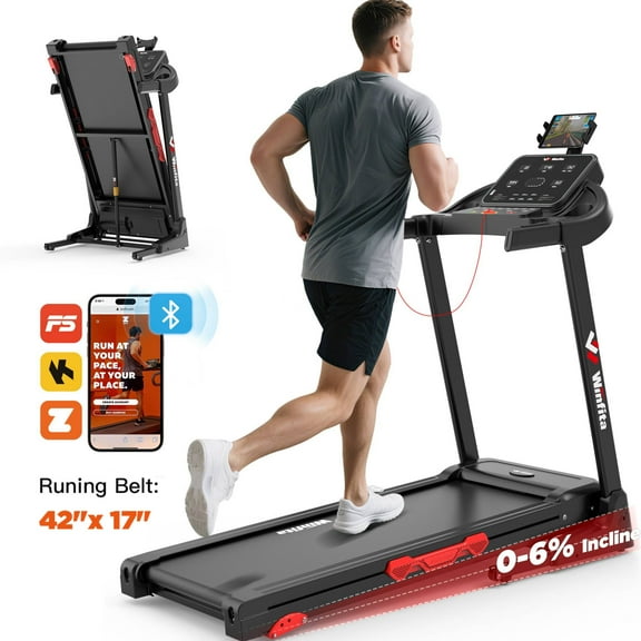 Folding Treadmill, 3.5 HP Foldable Treadmill for Home, Running Treadmill with LED Display for Exercise, 300 lbs Capacity