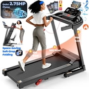 Folding Treadmill 300lbs Capacity for Home Gym, 2.75HP Silent Powerful Motor, Home Exercise Treadmill, Free APP Control, 64+3+3+1 Preset Programs, 3 Manual Levels