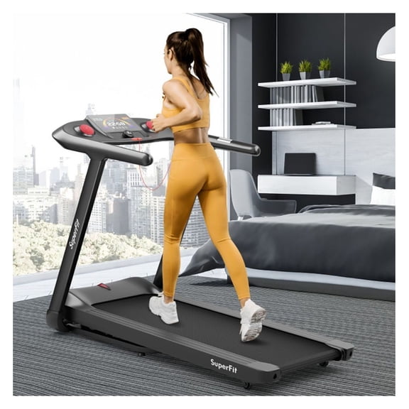 Folding Treadmill 4.75HP Motorized Running Trainer with Touch Screen, 15% Incline, Bluetooth Speaker, & Remote Control - Home Cardio Fitness Equipment