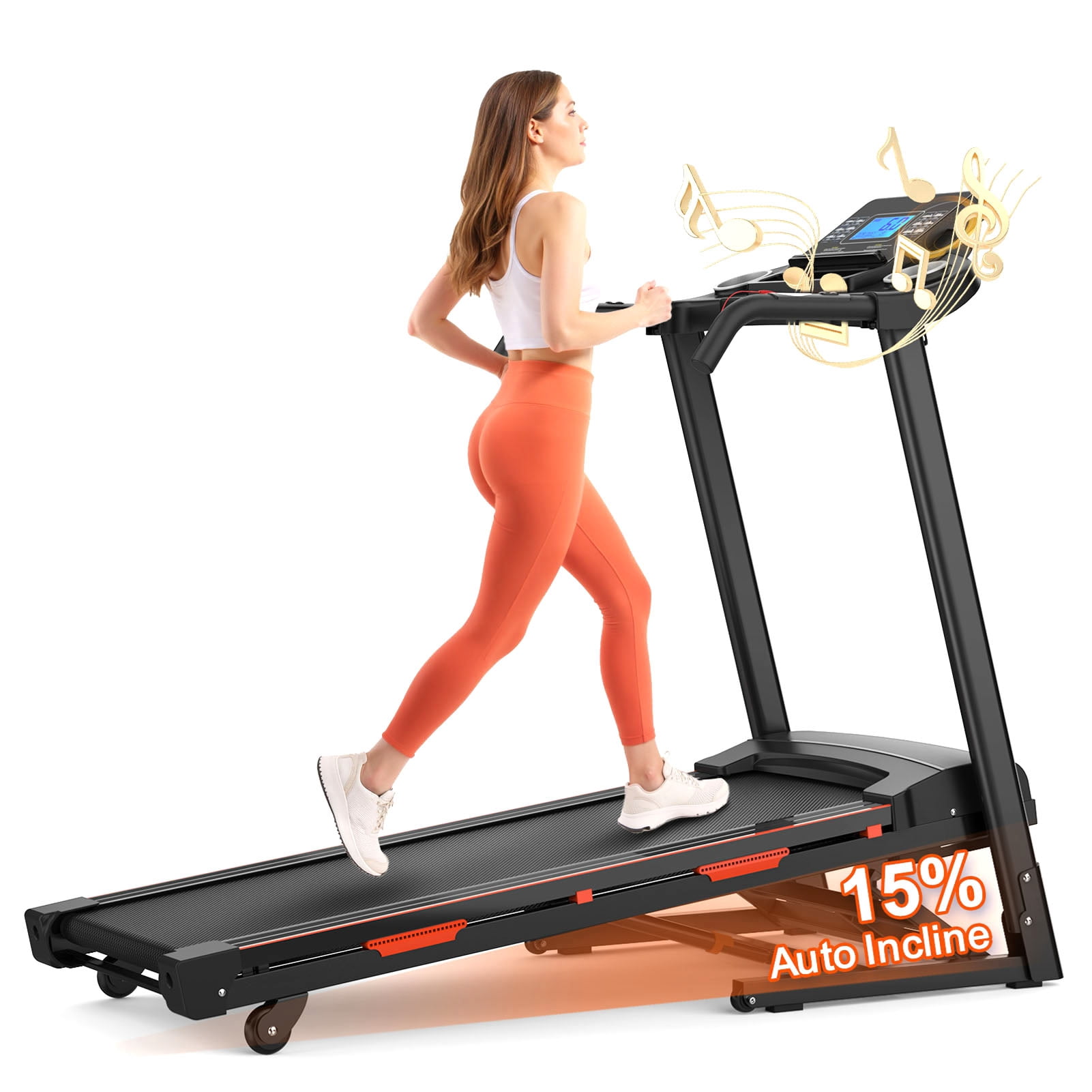 Folding Treadmill, Brushless Motor 400lbs Capacity 8.5 MPH Speed with 5 Layer Non Slip Belt and Shock Absorbers, for Home Office Fitness