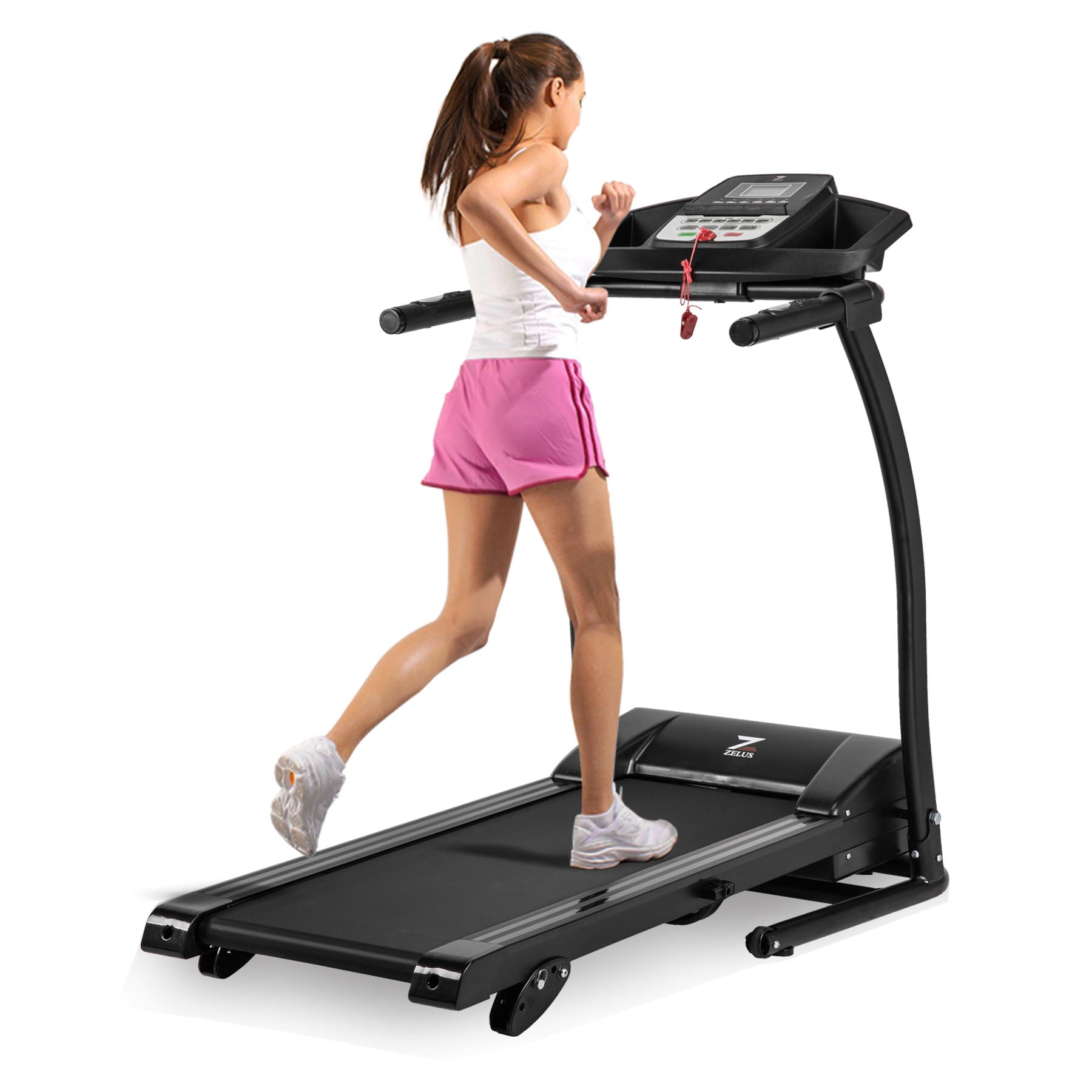 Folding Treadmill Electric Motorized Running Machine with Downloadable Sports App Control Walking & Running OR Treadmill Mat, Cup Holder, MP3 Player & Wheels Easy Assembly