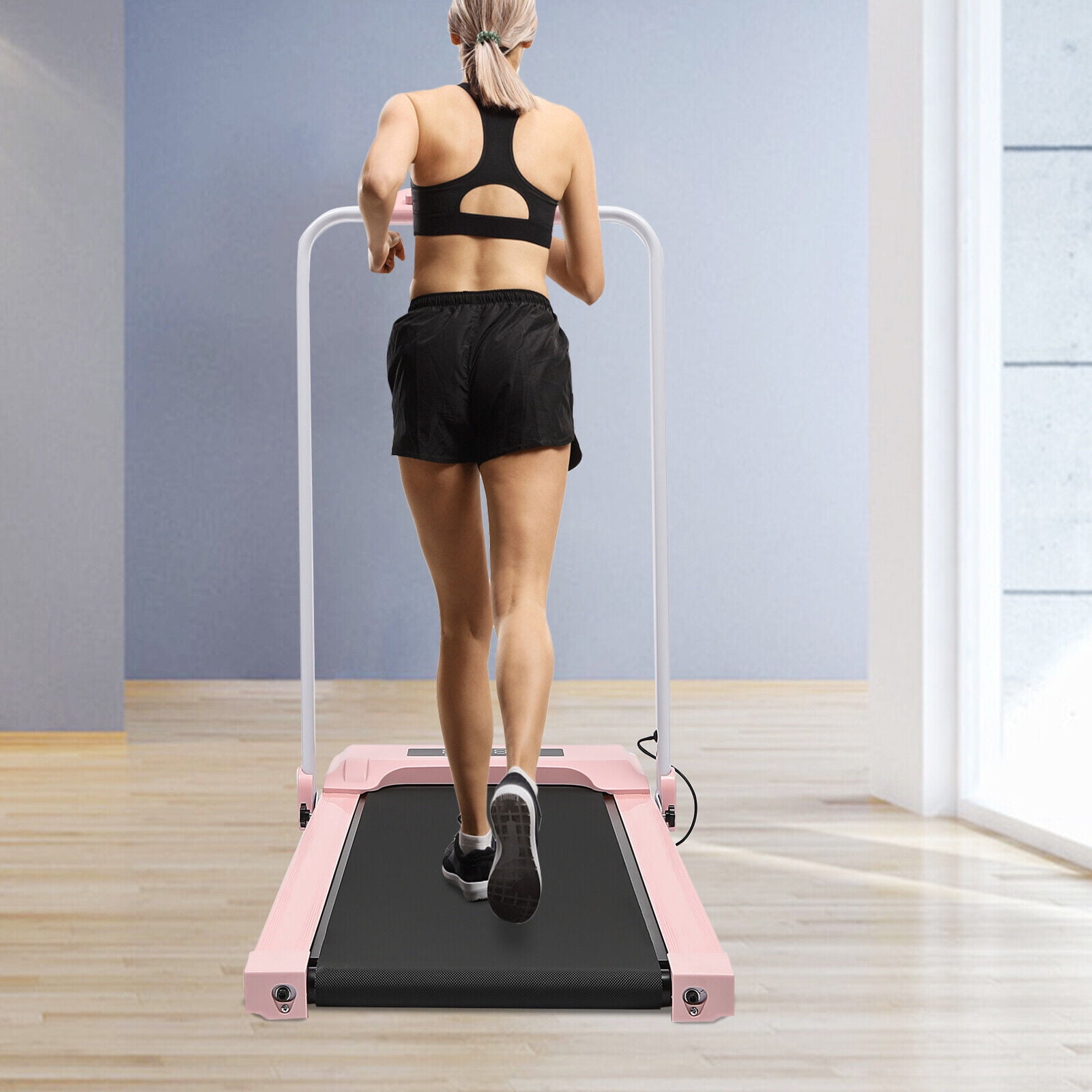 Folding Treadmill Electric Running Fitness Jogging Machine W Remote Pink 0.8 10km h 0.5 6mph Walmart
