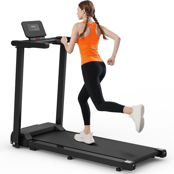 Folding Treadmill, Foldable Treadmill with LED Display and Shock Absorbers, 300 LBS Capacity Running Machine for Home and Office