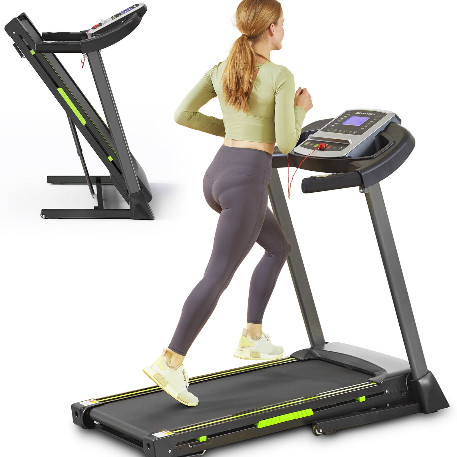 Folding Treadmill for Home, 3.5HP Quiet Brushless Treadmills with Handle 330 lbs Capacity, 4% Incline, LED Display & APP Control, Compact Foldable Walking Pad for Home Apartment Office