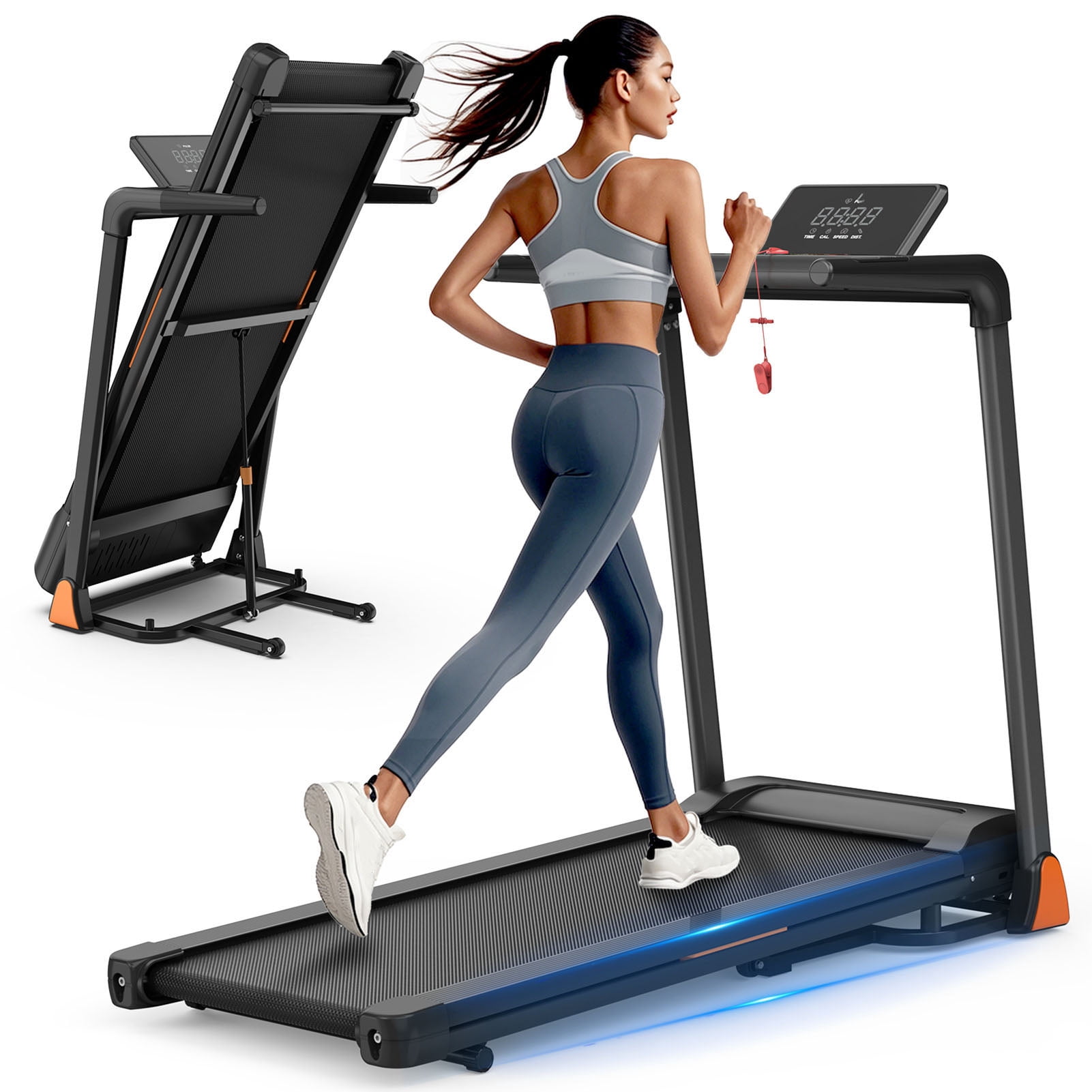 Folding Treadmill for Home, 3.5HP Quiet Brushless Treadmills with Handle 330 lbs Capacity, 4% Incline, LED Display & APP Control, Compact Foldable Walking Pad for Home Apartment Office