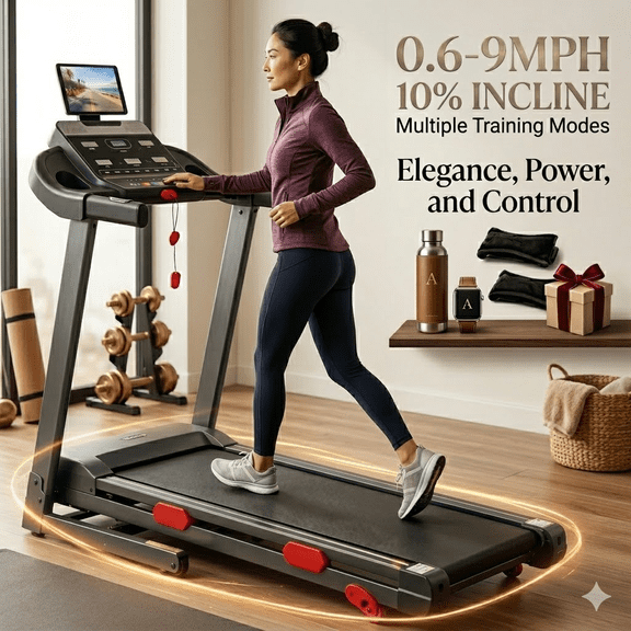 Folding Treadmill for Home Use with 10% Incline, 0.69 MPH Speed Range, Dual Brushless Motor, APP Control with Step Tracking, 330 lbs Capacity for Walking, Running & Apartment Fitness